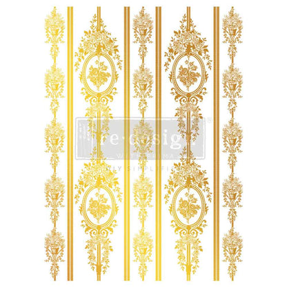 Re-Design with Prima Decor Transfers, Gold Foil by Kacha, Chateau Filigree, French Inspired, total size 18″x24″, cut into 2 sheets. 2026 Q3