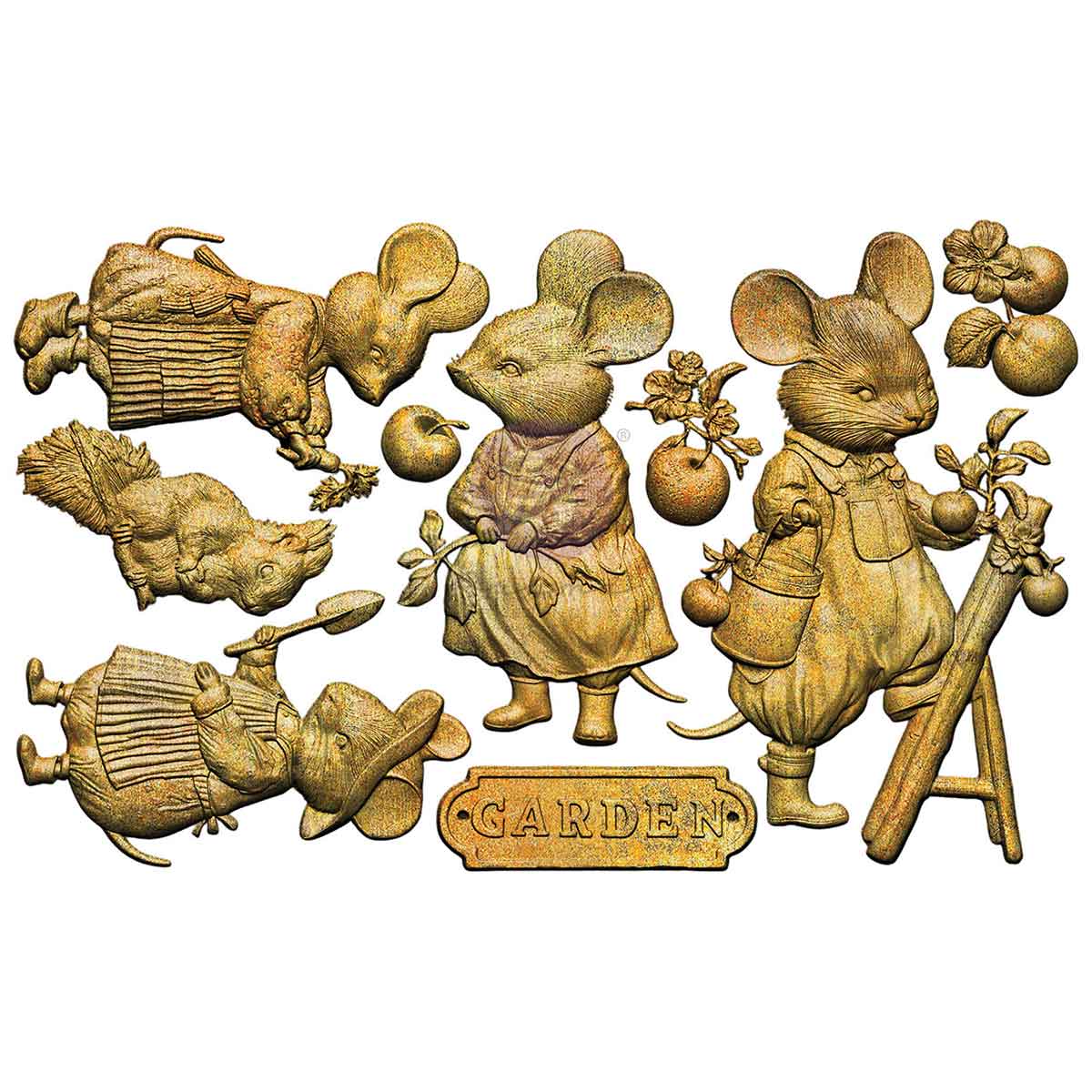 Prima Marketing, 3 Girls Tale, Homegrown Collection Decor Moulds, Tiny Gardeners, Mice, 5″x8″x8mm, 2026 Q2