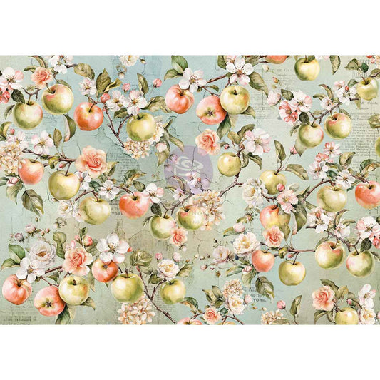 Prima Marketing, The 3 Girls Tale, Decoupage Fiber Paper Set, Homegrown Collection, Apple Branches, Florals, Vintage Style, A3 11.7″x16.5″