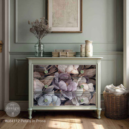 Re-Design with Prima Decoupage Decor Tissue Fiber Pack, 19.5″x30″, Petals In Prose, Lavender Flowers, Mixed Media, DIY Furniture