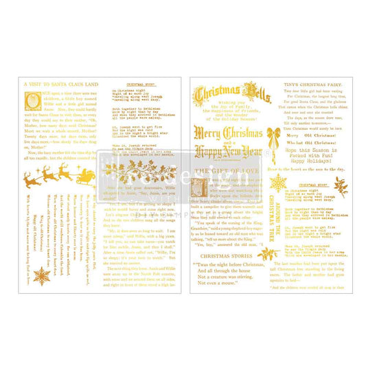 Re-Design with Prima, Middy Foil Transfers, Holiday Golden Tidings, Vintage Christmas Inspirations, Gold, 2026 Q3, 2 Sheets, 8.5x11