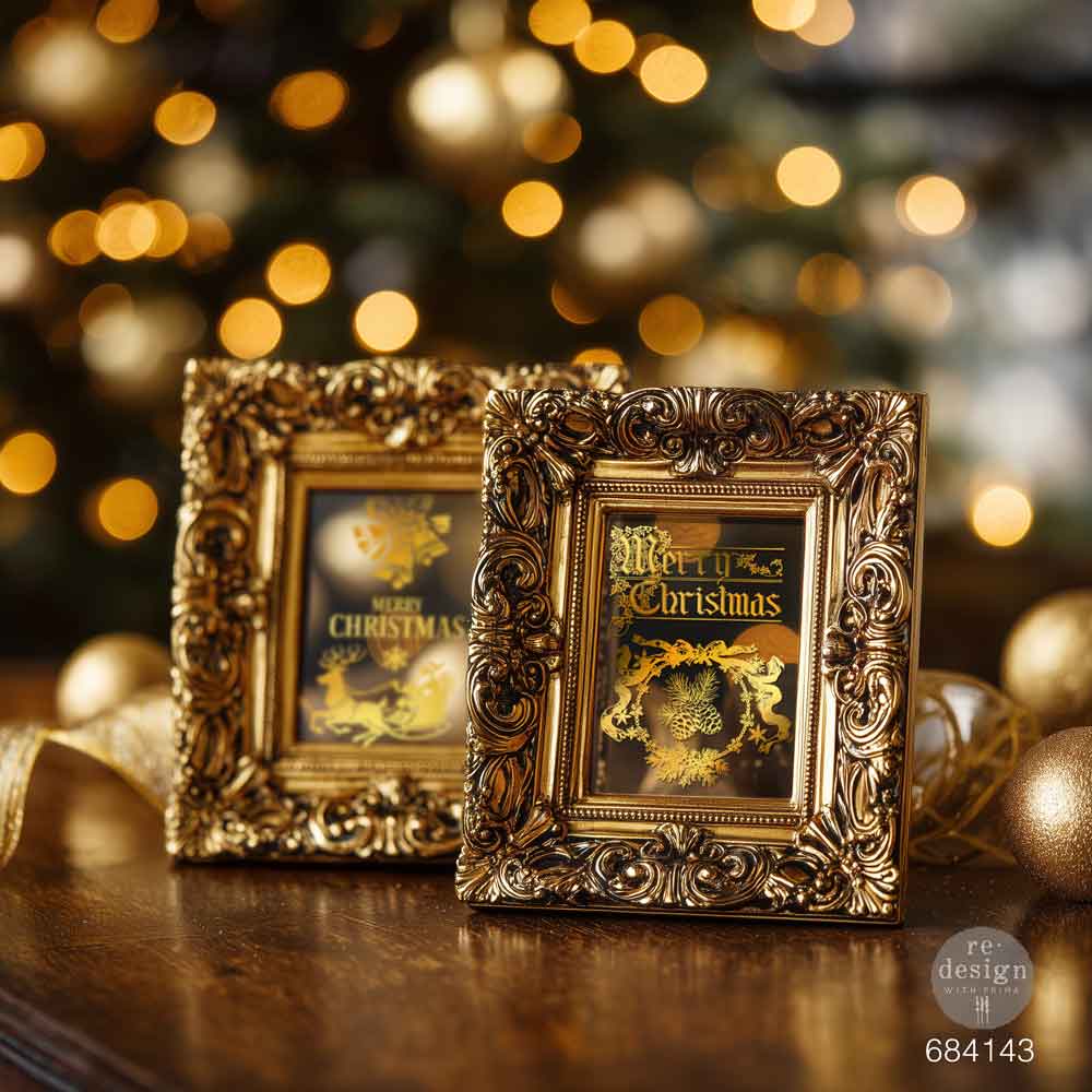 Re-Design with Prima, Middy Foil Transfers, Holiday Heirloom Foil, Vintage Christmas, Gold, 2026 Q3, 2 Sheets, 8.5x11