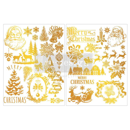 Re-Design with Prima, Middy Foil Transfers, Holiday Heirloom Foil, Vintage Christmas, Gold, 2026 Q3, 2 Sheets, 8.5x11