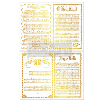 Re-Design with Prima, Middy Foil Transfers, Kacha, Gold Gilded, Yuletide Symphony, Christmas Music Sheets, 2026 Q4, 2 sheets, 8.5x11