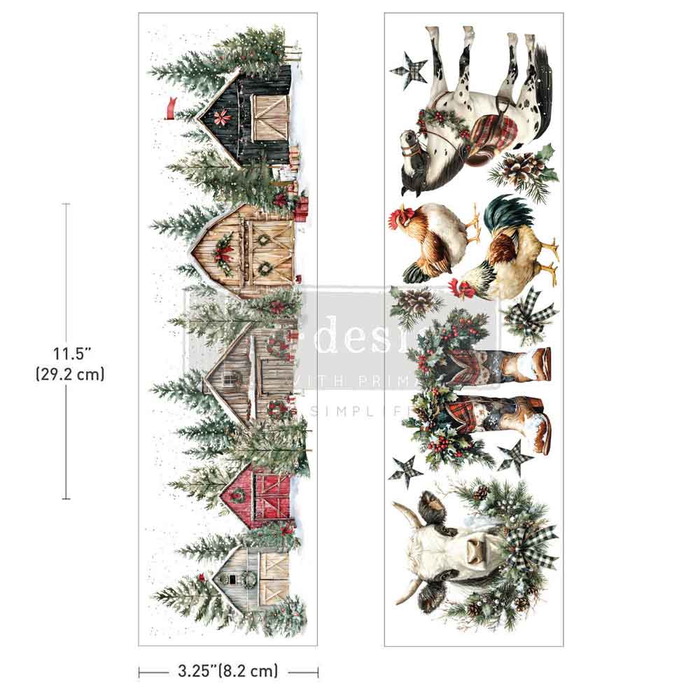 Re-Design with Prima, Rub on, Luxe Transfers, Farmhouse, Rustic, Animals, Holidays, 2 sheets, 3.25″x11.5″, 2026 Q3