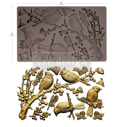 Redesign with Prima Silicone Mold, Decor Moulds, Cardinal Grace, Songbirds, Christmas, 5″x8″x8mm, Food Safe, 2026 Q3