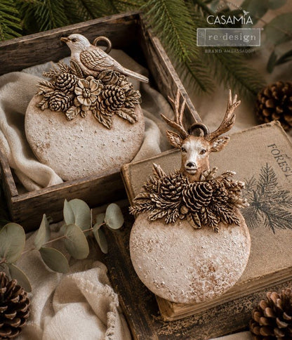 Redesign with Prima Silicone Mold, Decor Moulds, Evergreen Antler Emblem, Deer, Bird, Christmas Ornaments, 5″x8″x8mm, Food Safe, 2026 Q3