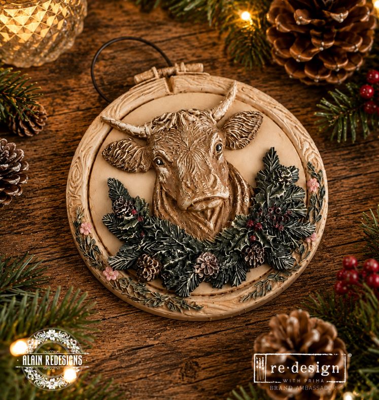 Redesign with Prima Silicone Mold, Decor Moulds, Winter Barnstead, Cows, Farmhouse Christmas Style, 1 pc, 5″x8″x8mm, Food Safe, 2026 Q3
