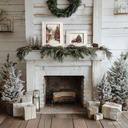 Re-Design with Prima, A4 Decoupage Fiber Pack, Northbound Traditions, Red Vintage Truck, Country Christmas, 2 sheets, 8.3″x11.7″ each