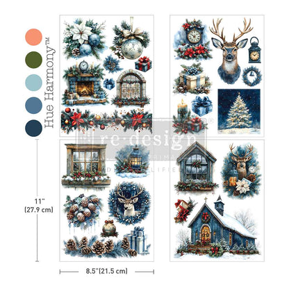 Re-Design with Prima, Middy Plus Transfers, Quiet Country Blue, 3 sheets + 1 bonus sheet, 8.5″x11