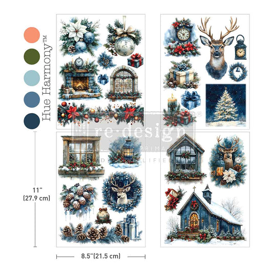 Re-Design with Prima, Middy Plus Transfers, Quiet Country Blue, 3 sheets + 1 bonus sheet, 8.5″x11