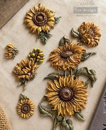 Redesign with Prima Silicone Mold, Decor Moulds, Golden Solstice, Sunflowers, Fall Flowers, 1 pc, 5″x8″x8mm, Food Safe, 2026 Q3