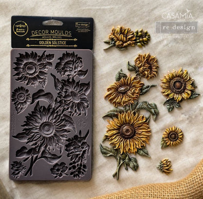 Redesign with Prima Silicone Mold, Decor Moulds, Golden Solstice, Sunflowers, Fall Flowers, 1 pc, 5″x8″x8mm, Food Safe, 2026 Q3