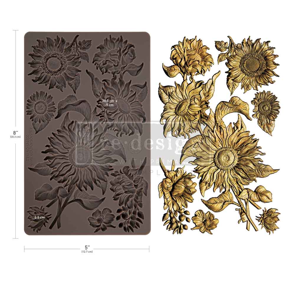 Redesign with Prima Silicone Mold, Decor Moulds, Golden Solstice, Sunflowers, Fall Flowers, 1 pc, 5″x8″x8mm, Food Safe, 2026 Q3