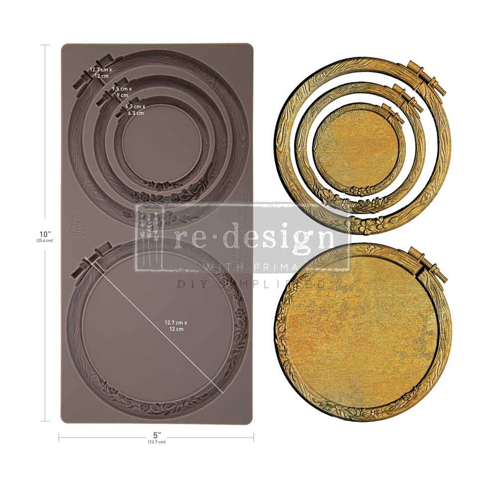 Redesign with Prima Silicone Mold, Decor Moulds, Artisan’s Frame, Wood Grain, Embroider Hoop, 1 pc, 5″x10″x8mm, Food Safe, 2026 Q3