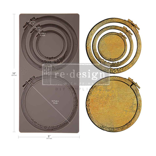 Redesign with Prima Silicone Mold, Decor Moulds, Artisan’s Frame, Wood Grain, Embroider Hoop, 1 pc, 5″x10″x8mm, Food Safe, 2026 Q3