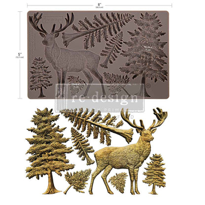 Redesign with Prima Silicone Mold, Stag Of The Highlands, Animals, Trees, 5″x10″x8mm, Food Safe, 2026 Q4
