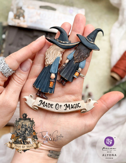 Prima Marketing, Made of Magic Collection Silicone Mould, Halloween, Bewitched, Witches, Owls, Broom, Magical Elements, 5″x8″x8mm