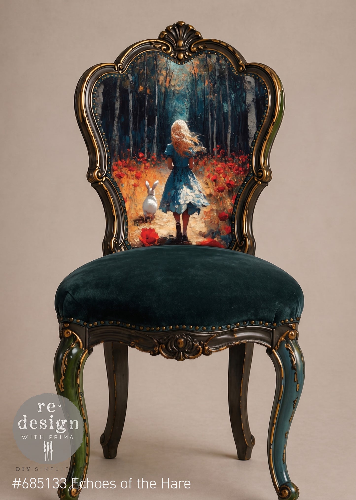 Re-Design with Prima, Decoupage Fiber – Echoes Of The Hare, 1 sheet, Wonderland, Alice, A2 16.54″x23.39″