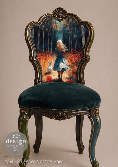 Re-Design with Prima, Decoupage Fiber – Echoes Of The Hare, 1 sheet, Wonderland, Alice, A2 16.54″x23.39″