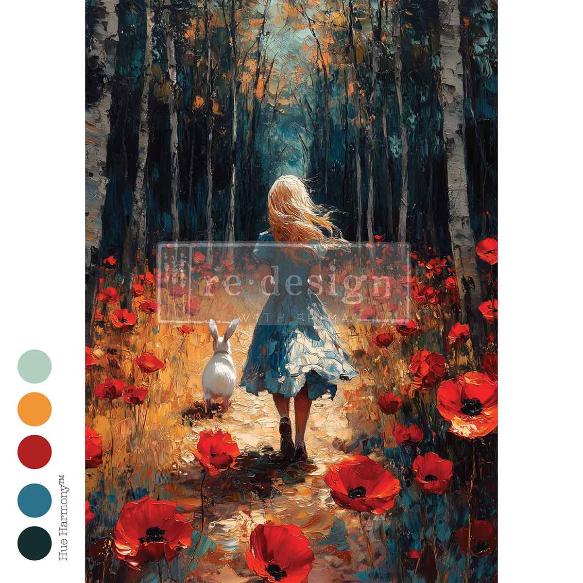 Re-Design with Prima, Decoupage Fiber – Echoes Of The Hare, 1 sheet, Wonderland, Alice, A2 16.54″x23.39″