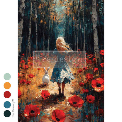 Re-Design with Prima, Decoupage Fiber – Echoes Of The Hare, 1 sheet, Wonderland, Alice, A2 16.54″x23.39″
