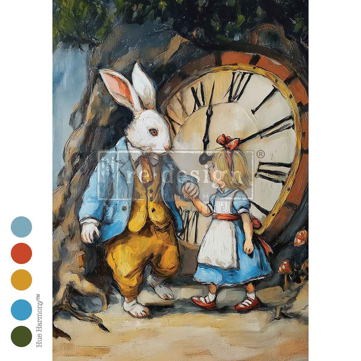 Re-Design with Prima, Decoupage Fiber – The Appointment Of Always – 1 sheet, A3 11.7″x16.5″, Alice, White Rabbit, Wonderland