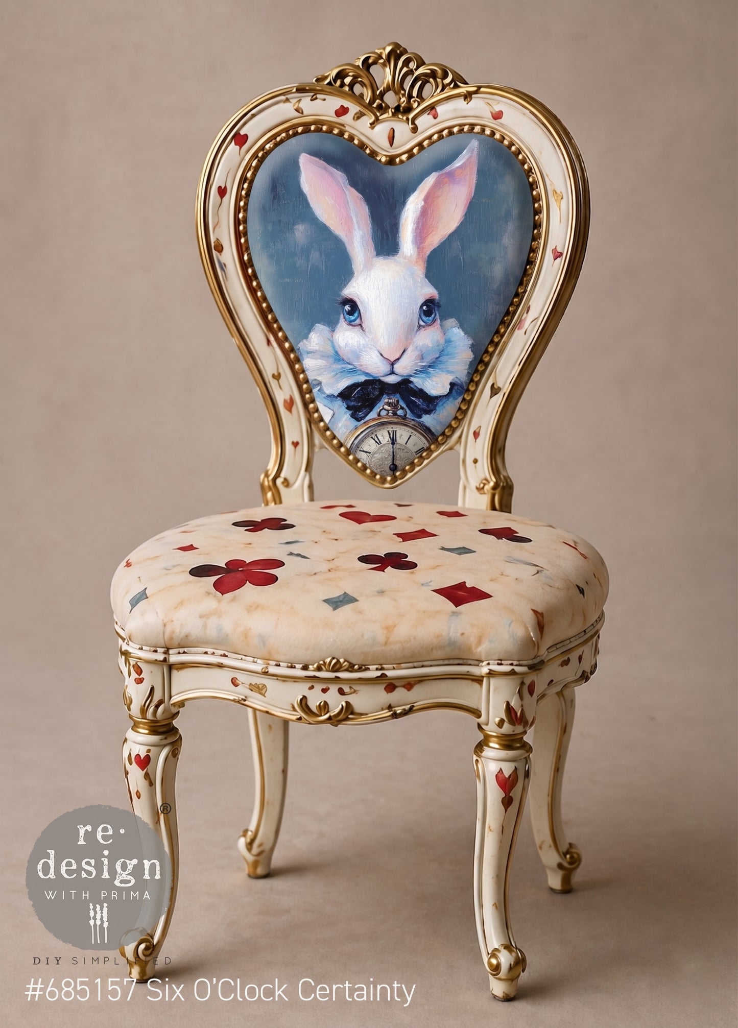 Re-Design with Prima, Decoupage Fiber – Six O’Clock Certainty  – 1 sheet, A3 11.7″x16.5″, Alice, White Rabbit, Wonderland