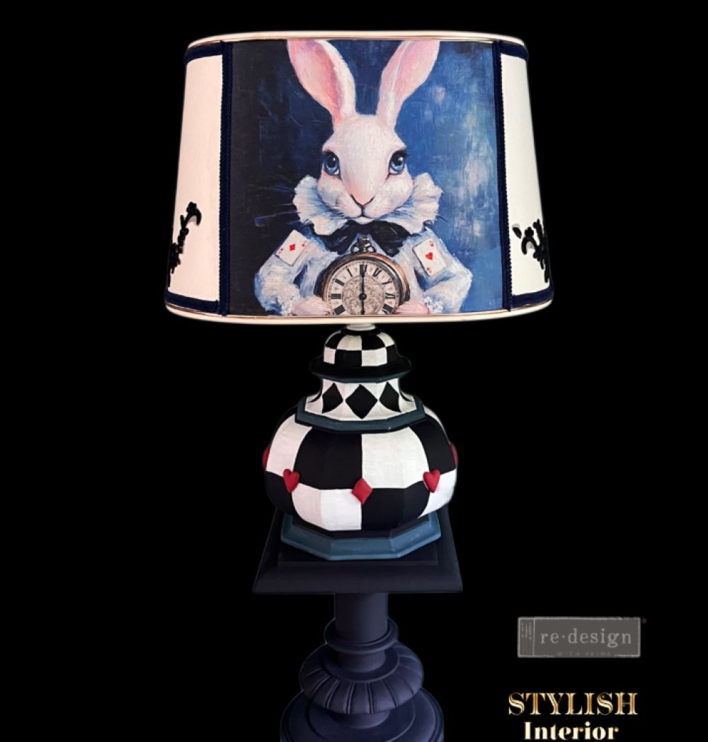 Re-Design with Prima, Decoupage Fiber – Six O’Clock Certainty  – 1 sheet, A3 11.7″x16.5″, Alice, White Rabbit, Wonderland