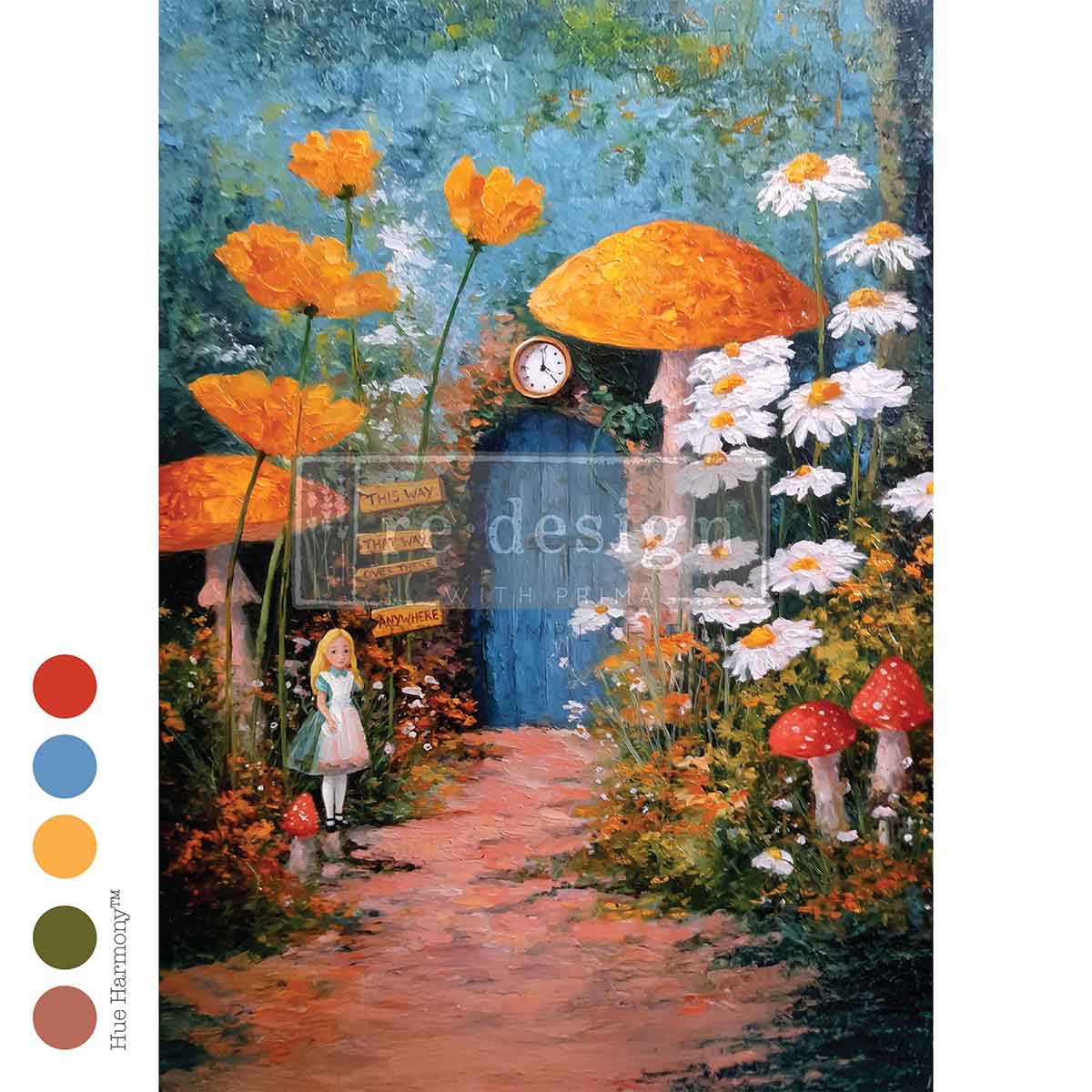 Re-Design with Prima, Decoupage Fiber – A Choice Of Directions – 1 sheet, A3 11.7″x16.5″, Alice, Wonderland, Whimsical