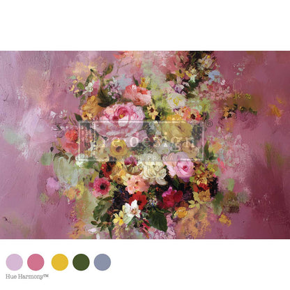 Re-Design with Prima Decoupage Decor Tissue Fiber Pack, 19.5″x30″, Magenta Mirage, Pink Roses Florals, Mixed Media, DIY Furniture