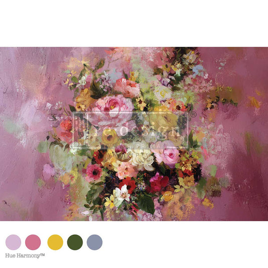 Re-Design with Prima Decoupage Decor Tissue Fiber Pack, 19.5″x30″, Magenta Mirage, Pink Roses Florals, Mixed Media, DIY Furniture