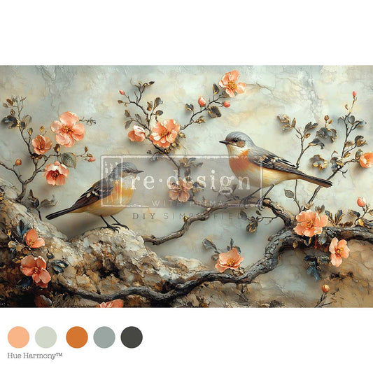 Re-Design with Prima Decoupage Decor Tissue Fiber Pack, 19.5″x30″, Amber Echoes, Songbirds, Blossoms, Mixed Media, DIY Furniture