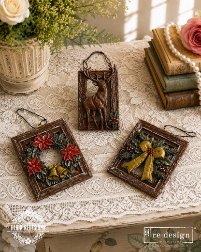 Redesign with Prima Silicone Mold, Vintage Timber Christmas, Rustic Frames, 5″x10″x8mm, Food Safe, 2026 Q4
