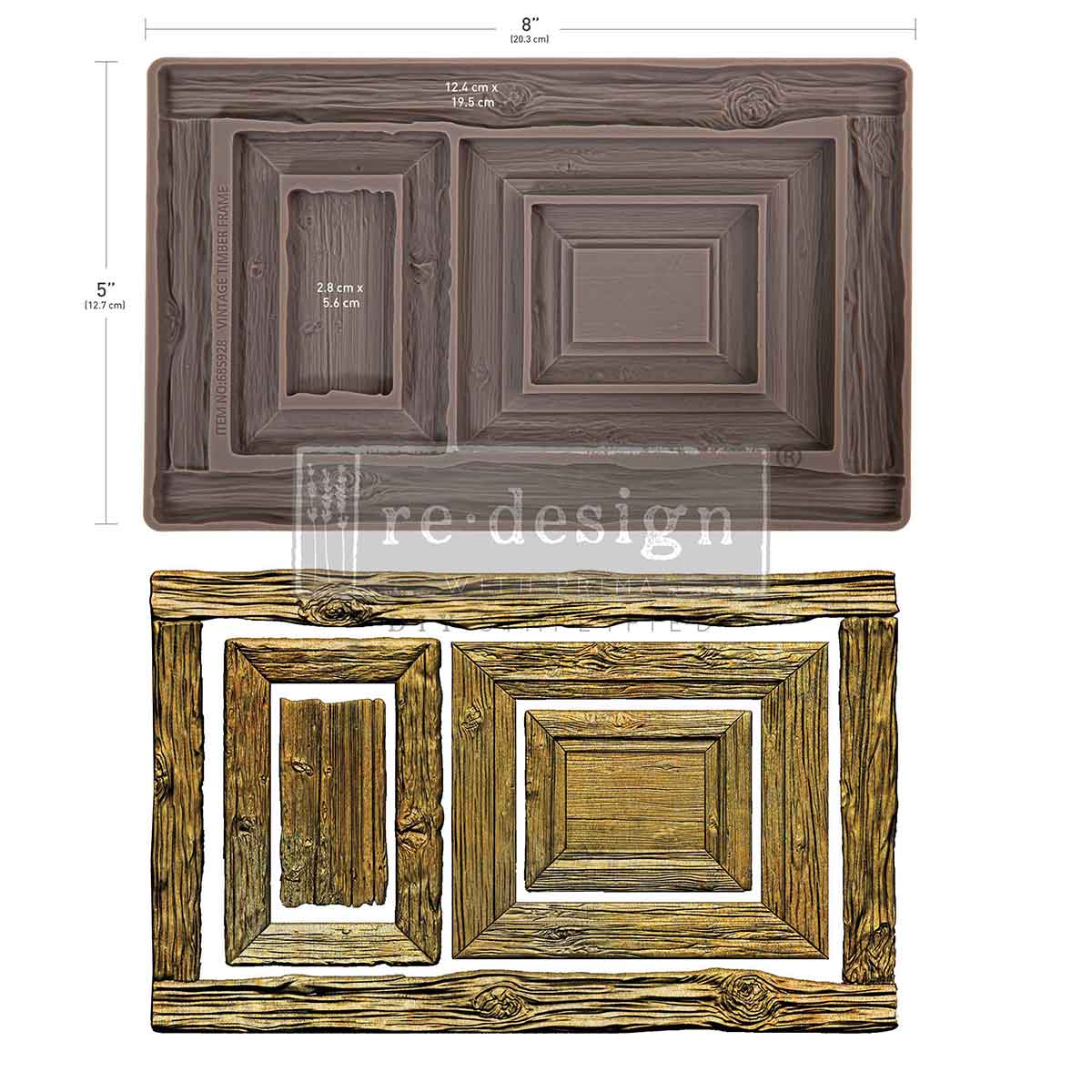 Redesign with Prima Silicone Mold, Vintage Timber Christmas, Rustic Frames, 5″x10″x8mm, Food Safe, 2026 Q4
