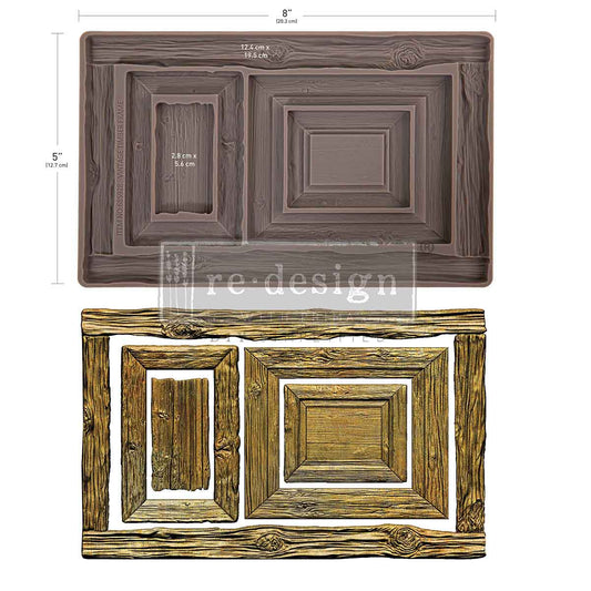 Redesign with Prima Silicone Mold, Vintage Timber Christmas, Rustic Frames, 5″x10″x8mm, Food Safe, 2026 Q4
