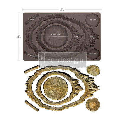 Redesign with Prima Silicone Mold, Decor Moulds, Evergreen & Embers, Wood Slices, Rustic Style, 1 pc, 5″x8″x8mm, Food Safe, 2026 Q3