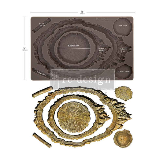 Redesign with Prima Silicone Mold, Decor Moulds, Evergreen & Embers, Wood Slices, Rustic Style, 1 pc, 5″x8″x8mm, Food Safe, 2026 Q3