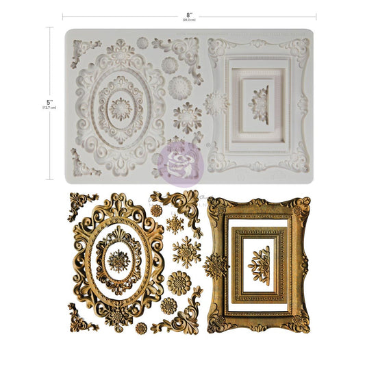 Prima Marketing, Finnabair Moulds, Winter Frames, Vintage Style, Snowflakes, Ornate Flourishes, 5″x8″x8mm