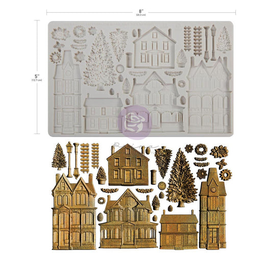 Prima Marketing, Finnabair Moulds, Christmas Winter Town, Village, Victorian Houses, 5″x8″x8mm