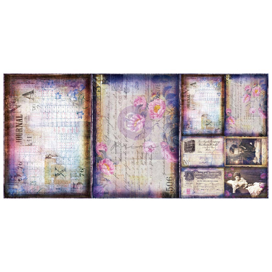 Re-Design with Prima, Finnabair, Decoupage Fiber Paper Set, Archivist’s Dreams, Vintage Style, Florals, Ephemera, 3 sheets, A3 11.7″x16.5″