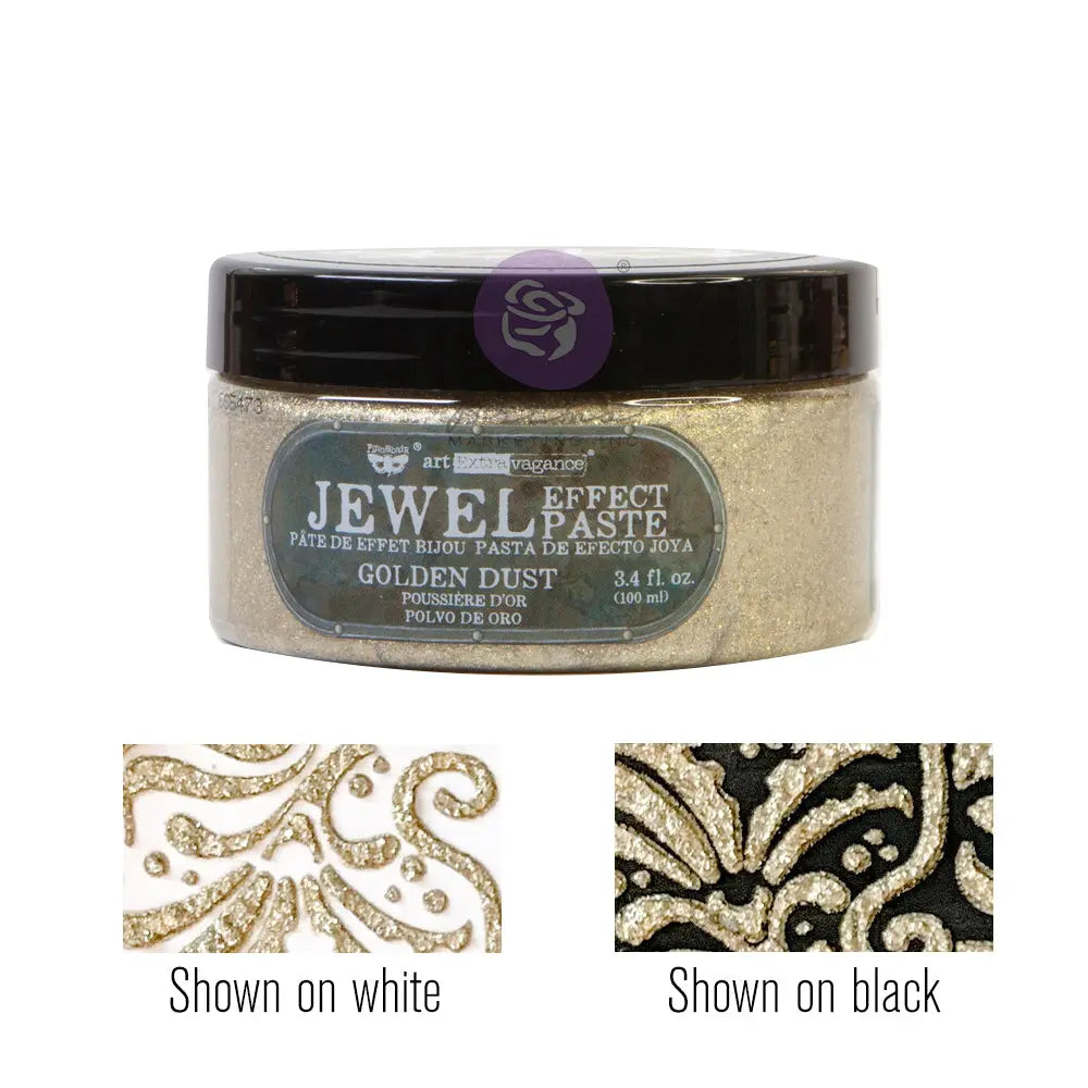Finnabair, Art Extravagance, Jewel Texture Paste, Amethyst,  Golden Dust, Precious Rubies, Onyx, True Emeralds, Metallic, Glittery, 3.4 oz Re-Design with Prima