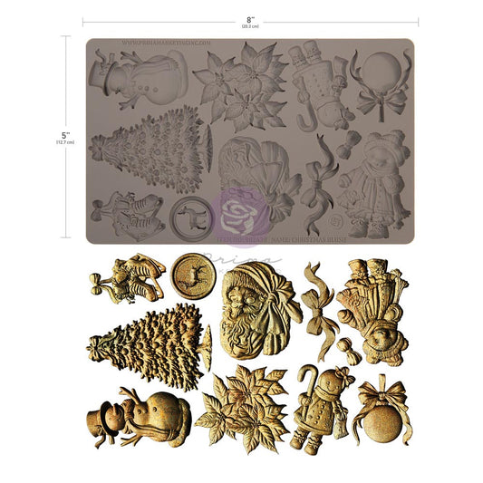 Prima Marketing, Christmas Blush Collection, Silicone Mould, Frank Garcia, Holiday Elements, Snowman, Tree, Teddy Bear, Ornaments, 5″x8″x8mm