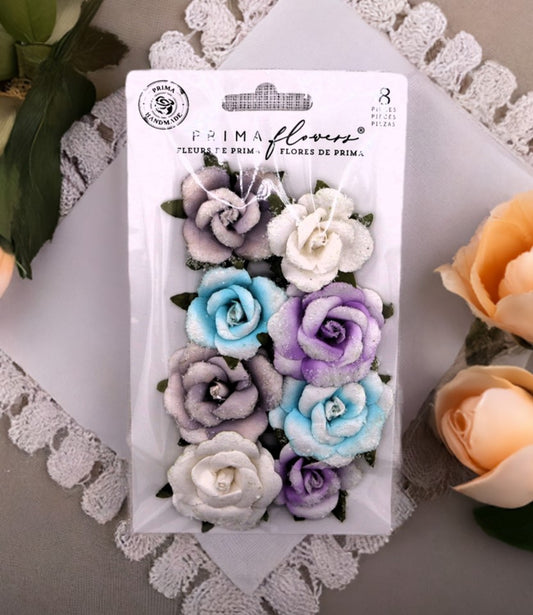 Prima Marketing, Paper Flowers, Aquarelle Dreams Collection, Sweet Surrender, 8 pc Mix, Scrapbooking, Mixed Media, Crafts, 659691