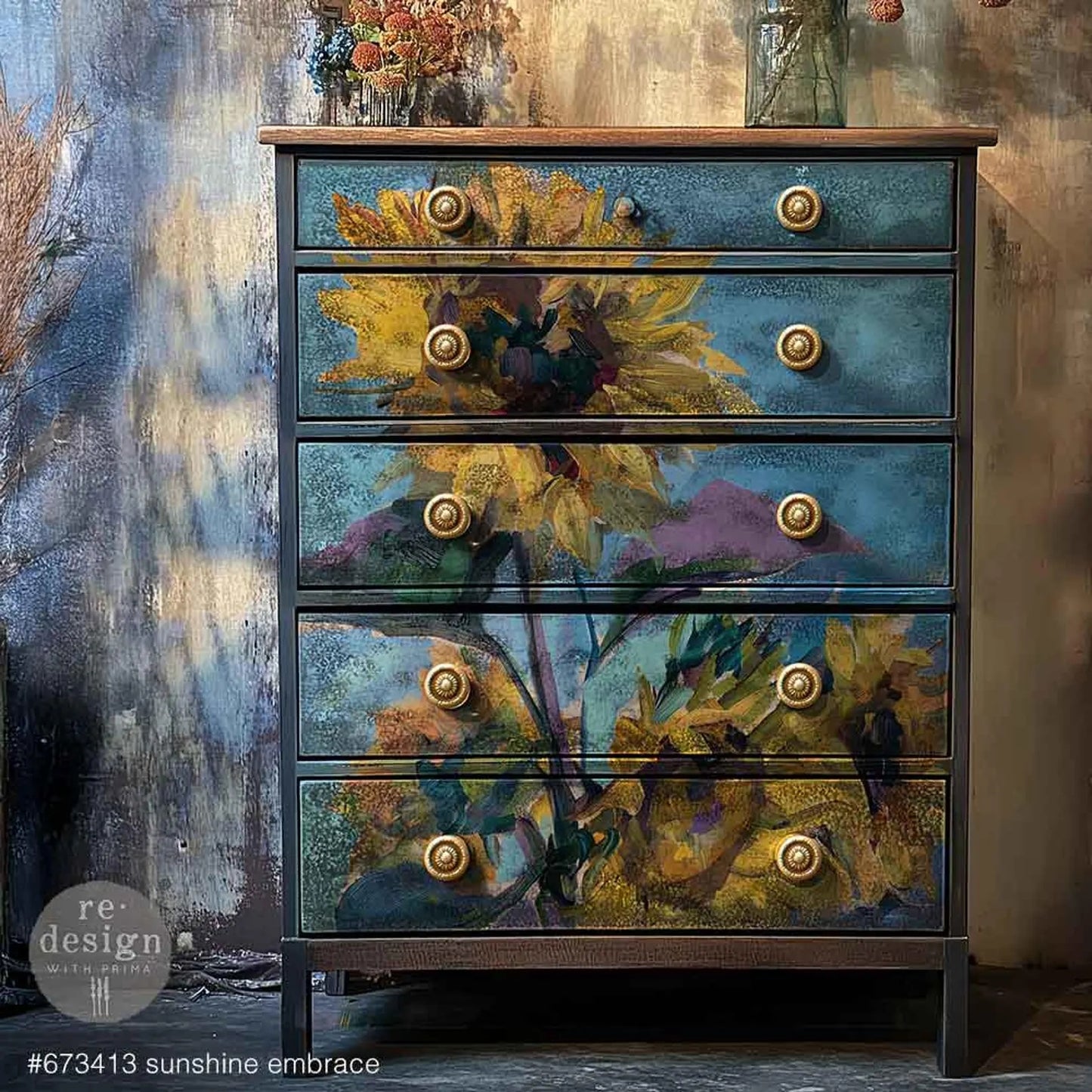 Re-Design with Prima, A1 Decoupage Fiber Pack, Sunshine Embrace, Sunflowers, Mixed Media, 23.4" x 33.1"