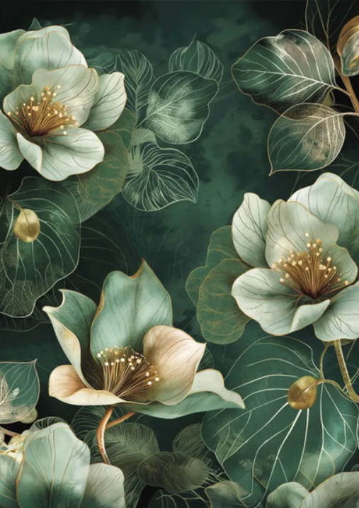 Re-Design with Prima, A1 Decoupage Fiber Pack, Emerald Elegance, Green, Flowers, Mixed Media, 23.4" x 33.1"