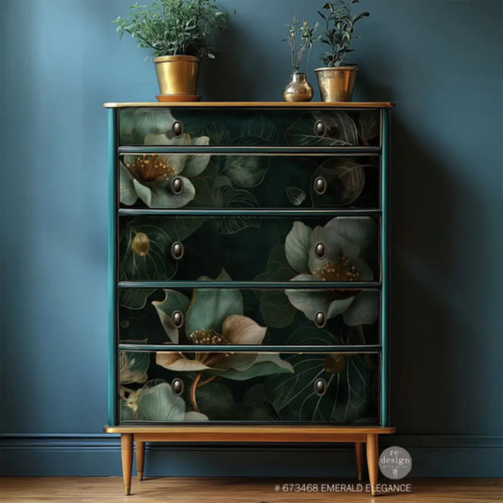 Re-Design with Prima, A1 Decoupage Fiber Pack, Emerald Elegance, Green, Flowers, Mixed Media, 23.4" x 33.1"