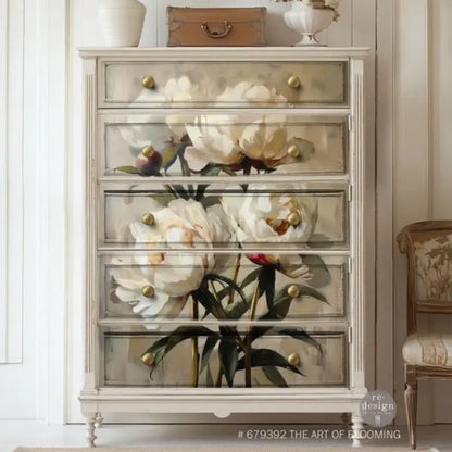 Re-Design with Prima, A1 Decoupage Fiber Pack, The Art of Blooming, White Flowers, Begonias, Mixed Media, 23.4" x 33.1" Re-Design with Prima