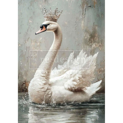 Re-Design with Prima, A1 Decoupage Fiber Pack, Frida's Essence, Siren's Serenity, White, Crowned Swan, Mixed Media, 23.4" x 33.1" Re-Design with Prima