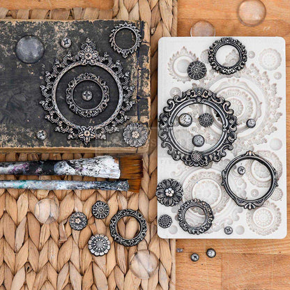 Finnabair Molds, Silicone, Mirror Frames, Buttons, Vintage, Antique Style Re-Design with Prima